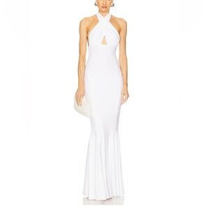 Norma Kamali White Halter Maxi Dress
